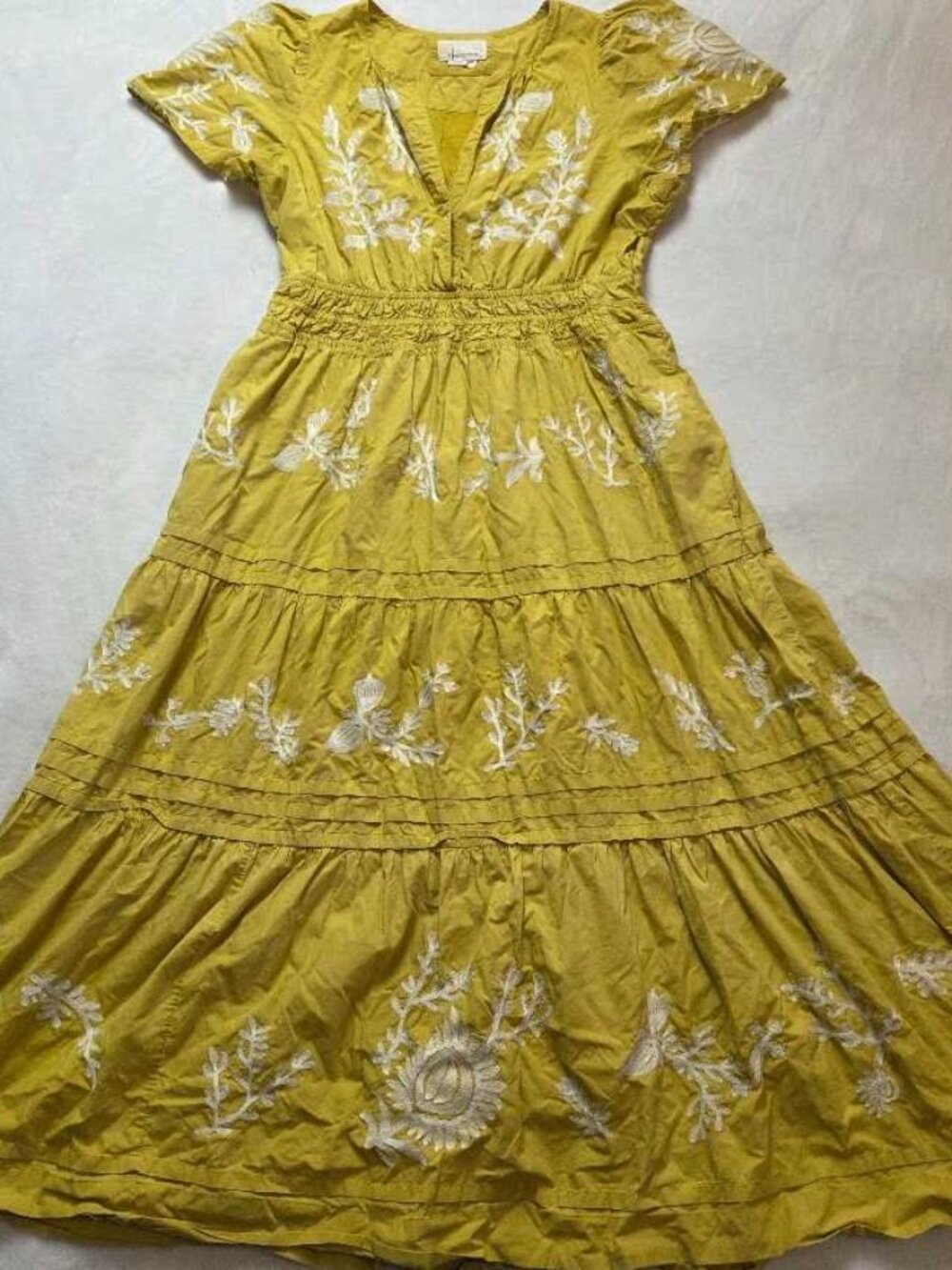 L By Anthropologie The Somerset printed maxi dress yellow embroidered flowers #5